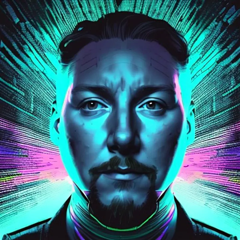 Stylized neon portrait of Tor Loch